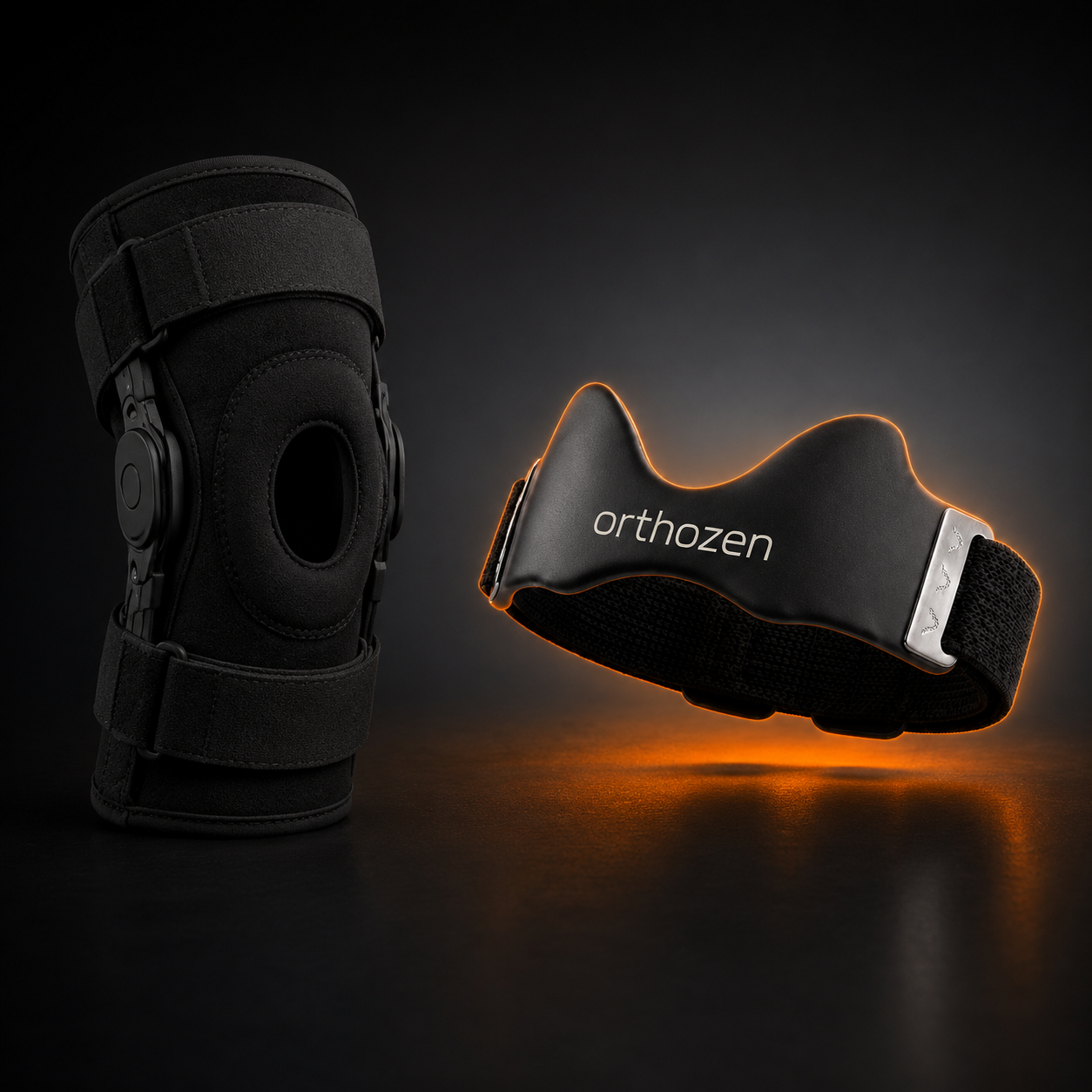 Comparison between a bulky knee brace and OrthoZen